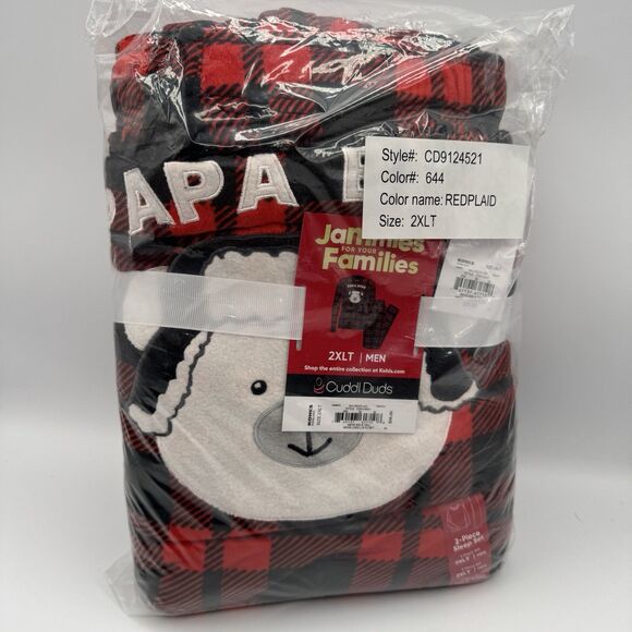 Jammies For Your Families Cuddl Duds Papa Bear Red Buffalo Pajamas Mens 2XLT - Picture 4 of 8